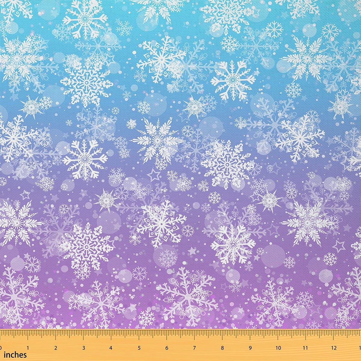 Manfei Winter Snowflakes Fabric by the Yard 1 Yard for Girls, Blue Purple Ombre Galaxy Sewing Fabric, New Year Festival Room Decor Fabric by the Yard