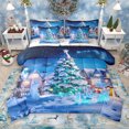 thumbnail image 1 of Manfei Winter Xmas Tree 7-Piece Twin Bedding Sets for Kids, Blue Christmas Eve Bedding Comforter Set, Western Festival Reversible Sheet Sets, Lightweight Room Decor, 1 of 8