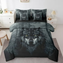 Manfei Wolves Bed in a Bag Twin Size,Wild Animal Bed Set,Jungle Wildlife Bedding Twin Size,Breathable Room Decor Reversible,7 Pieces