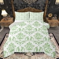 thumbnail image 1 of Homewish Women Fashion Damask Queen Comforter Set, Western Bohemian Style Bedding Sets, Green Mandala Floral Reversible Bedding Comforter Set, Breathable Home Decor, 3pcs, 1 of 8