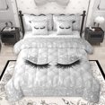 thumbnail image 1 of Manfei Women Glamorous Eyelashes Twin Bedding Sets 7-Piece, Grey Bling Stars Bedding Comforter Set, Fashion Buffalo Plaid Sheet Sets, Microfiber Bedroom Decor, 1 of 7