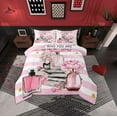 thumbnail image 1 of Manfei Women'S Perfume Queen Comforter Set,Pink Romantic Flower Bedding Sets,Aesthetic Geometric Lines Bedding Comforter Set For Girls,Luxury Bedroom Decor Reversible,3-Piece, 1 of 8
