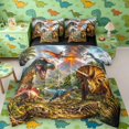thumbnail image 1 of Manfei Woodland Dinosaur Wildlife 7pcs Queen Bedding,Retro Dino Animals Bedding Comforter Set Queen,Brown Green,Black Reversible, 1 of 6