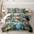 thumbnail image 1 of Manfei Woodland Dinosaur Wildlife Quilt King,Retro Jungle King Coverlet Set,Green Gray,3-Piece,1 Bedspread and 2 Pillowcases, 1 of 7