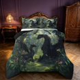 thumbnail image 1 of Manfei Woodland Dragon Animals King Size Comforter Sets,Vintage Trees Plant Comforters King Size,Green Black,Black Reversible,3 Pieces,1 Comforter and 2 Pillowcases, 1 of 7