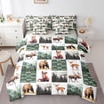 thumbnail image 1 of Manfei Woodland Fox Grid 7-Piece Twin Bedding,Green Check Pine Bedding Comforter Set,Light Gray Reversible, 1 of 7