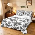 thumbnail image 1 of Manfei Woodland Moose Queen Sheets, Countryside Botanical Queen Sheet Sets, White Gray, 4pcs, 1 Flat Sheet, 1 Fitted Sheet and 2 Pillowcases, 1 of 6