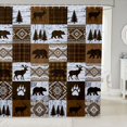 thumbnail image 1 of Manfei Woodland Moose Shower Curtain 72Wx72L, Bohemian Aztec Plaid Bathroom Curtain, Dark Brown White, 1 of 5