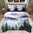 thumbnail image 1 of Manfei Woodland Pine Tree Bedding Comforter Set 7pcs for Men, Nature Landscape King Bedding Sets, Purple Rustic Farmhouse Reversible Bed Sheets, Microfiber Bedroom Decor, 1 of 7