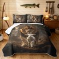 thumbnail image 1 of Manfei Woodland Wildlife Quilt King, Bible Sheep Lion King Coverlet Set, Dark Brown, Black Reversible, 3pcs, 1 Bedspread and 2 Pillowcases, 1 of 7