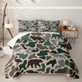 thumbnail image 1 of Manfei Woodland Wildlife Quilt King,Rustic Camouflage King Coverlet Set,Brown Green,3pcs, 1 of 7