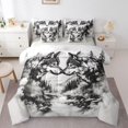 thumbnail image 1 of Manfei Woodland Wolves 7-Piece King Bedding,Ink Wash King Bed in a Bag,White Black,Light Gray Reversible, 1 of 7