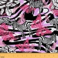 thumbnail image 1 of Manfei Woodland Zebra Fabric by the Yard (1 Yard), Chic Pink Butterfly Decorative Fabric by the Yard for Girls, Animal Print Sewing & Crafting Fabric, 1 of 6