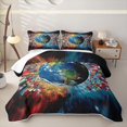 thumbnail image 1 of Manfei World Country Flags Quilt King,International Culture King Coverlet Set,Blue Red,3pcs, 1 of 7