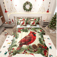 thumbnail image 1 of Manfei Xmas Cardinal Bird 7 Pieces Bedding Comforter Set,Red Berry Full Bedding Set,Autumn Pine Cone Fitted Sheet Flat Sheet For Girl Teens,Breathable Home Decor Reversible, 1 of 8
