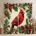 thumbnail image 1 of Manfei Xmas Cardinal Bird Curtains and Drapes,Red Berry Black Out Curtains,Autumn Pine Cone Curtains Pack of 2 (52x63 Each) For Girl Teens,Breathable Home Decor, 1 of 6