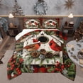 thumbnail image 1 of Manfei Xmas Cardinal Bird Full Size Comforter Sets, Merry Christmas Bedding Comforter Set, Pinecone Leaves Bedding Sets, Lightweight Room Decor, Reversible 3-Piece, 1 of 8