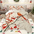 thumbnail image 1 of Manfei Xmas Cardinal Bird Queen Comforter Set,Christmas Berry Bedding Sets,Red Beige Bedding Comforter Set For Girl Teens,Breathable Home Decor,3pcs, 1 of 9