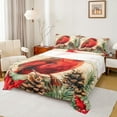 thumbnail image 1 of Manfei Xmas Cardinal Bird Queen Sheet Sets,Red Berry Grids Flat Sheet,Country Pine Cone Queen Fitted Sheet For Girl Teens,Breathable Home Decor,4pcs, 1 of 7
