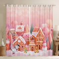 thumbnail image 1 of Manfei Xmas Gingerbread House Blackout Curtains Set of 2 (52x84 Each),Cute Cartoon Snowman Window Curtains,Pink Brown White Curtains and Drapes For Kids Gitl,Ultra Soft Home Decor, 1 of 6