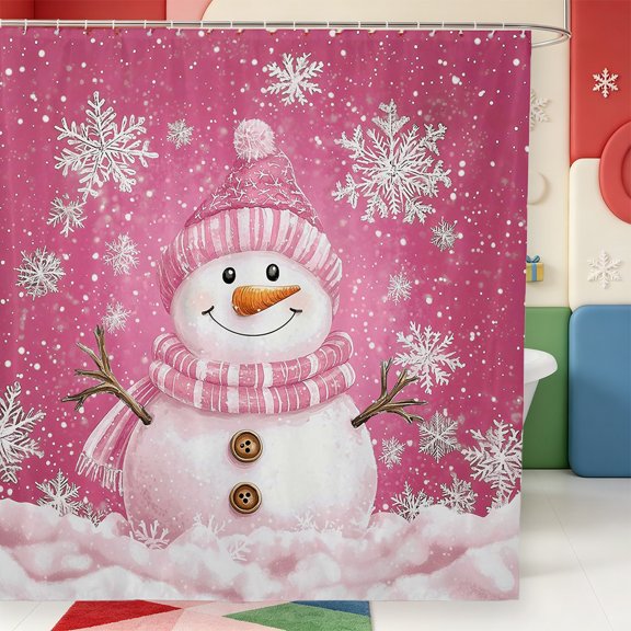 Manfei Xmas Holiday Season Shower Curtain 72Wx72L,Cute Christmas Elf Bathroom Curtain
