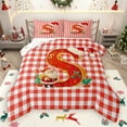 thumbnail image 1 of Manfei Xmas Personalized Gifts Full Size Comforter Sets,Pink Letter S Bedding Comforter Set,Christmas Cartoon Gingerbread Man Bedding Sets For Princess,Lightweight Room Decoration Reversible,3 Pieces, 1 of 9