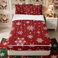 thumbnail image 1 of Manfei Xmas Snowflake Zipper Queen Comforter Set with Fitted Sheet and 2 Pillowcases,Happy New Year Zipper Bedding Set,Reversible, 1 of 7