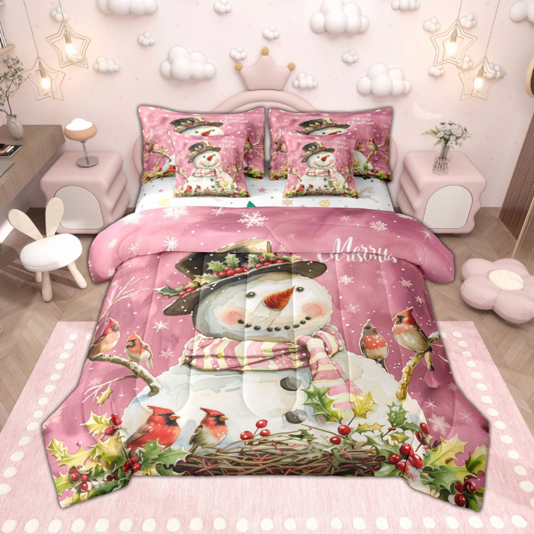 Baseball Snowman 3-Piece Quilted Bedding Set GFTOTL1518
