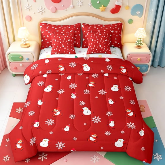 Manfei Xmas Snowman Print 7 Pieces Full Size Bedding Sets,Beautiful ...