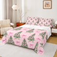 thumbnail image 1 of Manfei Xmas Tree 4pcs Bed Sheets for Kids Teens Girls,Pink Ribbon Bow King Sheets,Merry Christmas Super Cozy Sheet Set,Microfiber Bedroom Decor, 1 of 7