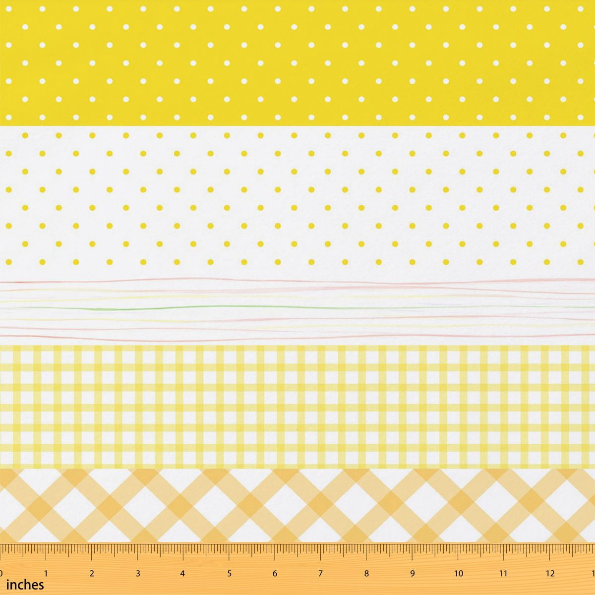 Manfei Yellow Band Fabric by the Yard 5 Yards, Gingham Stripe Fabric ...