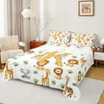 thumbnail image 1 of Manfei Yellow Monogrammed K Twin Sheet Sets, Cute Lion Giraffe Elephant Twin Fitted Sheet, Animal Wildlife Flat Sheet, Luxury Bedroom Decor, 3pcs, 1 of 7