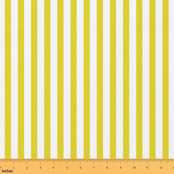 Text Tile Material Manfei Yellow Pinstripe Fabric by the Yard 1 Yard, White Line Home ...
