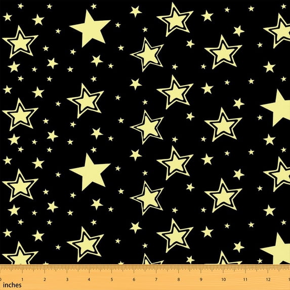 Manfei Yellow Star Fabric by the Yard 1 Yard, Gold Dot Home Decor ...