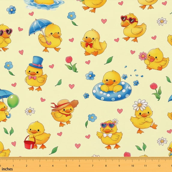Manfei Yellow Summer Duck Fabric by the Yard 10 Yards, Pool Float Home ...