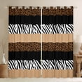 thumbnail image 1 of Manfei Zebra Cheetah Print Curtains Pack of 2 (42x84 Each), Geometric Stripe Curtains Blackout, Brown White Black Aesthetic Living Room Curtains for Girls, Luxury Home Decor, 1 of 6