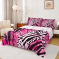 thumbnail image 1 of Homewish Zebra Cheetah Print Twin Sheet Sets, Black Pink Stripes Twin Fitted Sheet, Vintage Oil Printing Flat Sheet, Super Cozy Room Decor, 3 Pieces, 1 of 7