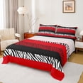 thumbnail image 1 of Manfei Zebra Cheetah Print Twin Sheet Sets, Geometric Stripe Twin Fitted Sheet, Red White Black Aesthetic Flat Sheet for Girls, Lightweight Room Decor 3-Piece, 1 of 7