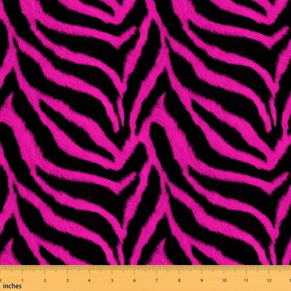 Manfei Zebra Fabric by the Yard 1 Yard Animal Print Home Decor Fabric by the Yard, Magenta