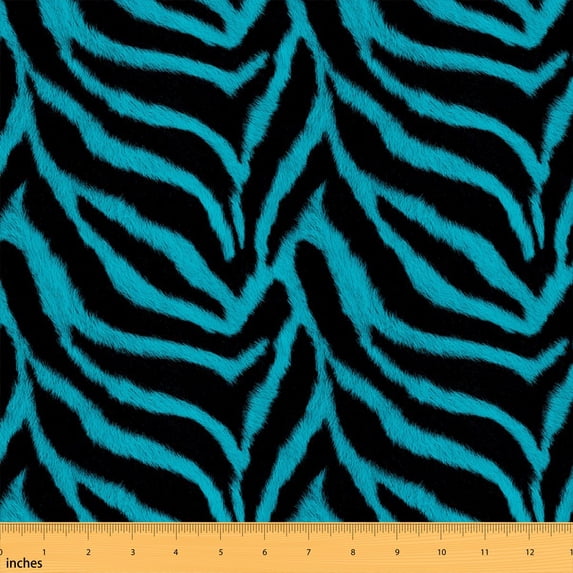 Manfei Zebra Fabric by the Yard 10 Yards Teal Home Decor Fabric by the Yard, Teal