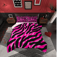 thumbnail image 1 of Manfei Zebra Striped Bedding Comforter Set,Woodland Animal Twin Comforter Sets,Pink Black Bedding Set For Teens Girls,Super Cozy Room Decor Reversible,2pcs, 1 of 8