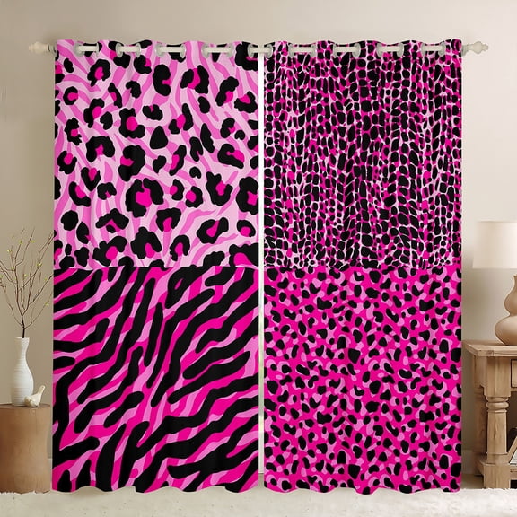 Manfei Zebra Stripes Pattern Curtains Pack of 2 (42x84 Each),Wild Animal Curtains Blackout,Leopard Cheetah Print Bedroom Curtains For Girls Kids,Breathable Home Decor