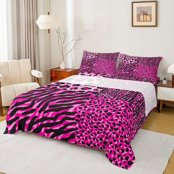 Manfei Zebra Stripes Pattern Full Size Sheets,Wild Animal Bed Sheets,Leopard Cheetah Print Sheet Sets For Girls Kids,Breathable Home Decor,4 Pieces
