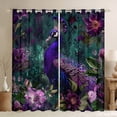 thumbnail image 1 of Manfei Zoo Animal Peacock Blackout Curtains Set of 2 (52x84 Each),Country Floral Window Curtains,Boho bohemian Theme Curtains and Drapes Forkids,Super Cozy Room Decor, 1 of 6