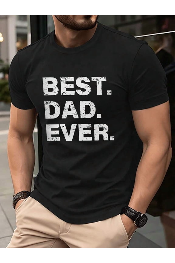 Manfinity Homme Father's Day T-Shirt - Super Dad Graphic Print, Soft And Breathable, Comfort Fit Men's T-Shirt, Funny "Best Dad Ever" Gift For New Dads, First Time Fathers, Husbands - Cool And Casual