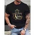 thumbnail image 1 of Manfinity LEGND Men King Print Crew Neck Short Sleeve T-Shirt, Casual Summer Top, For Friends, 1 of 6