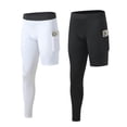 thumbnail image 1 of Manfiter 2 Pack Men's One Leg Compression Leggings with Pockets Sports Base Layer Tights for Basketball Workout & Running, 1 of 9