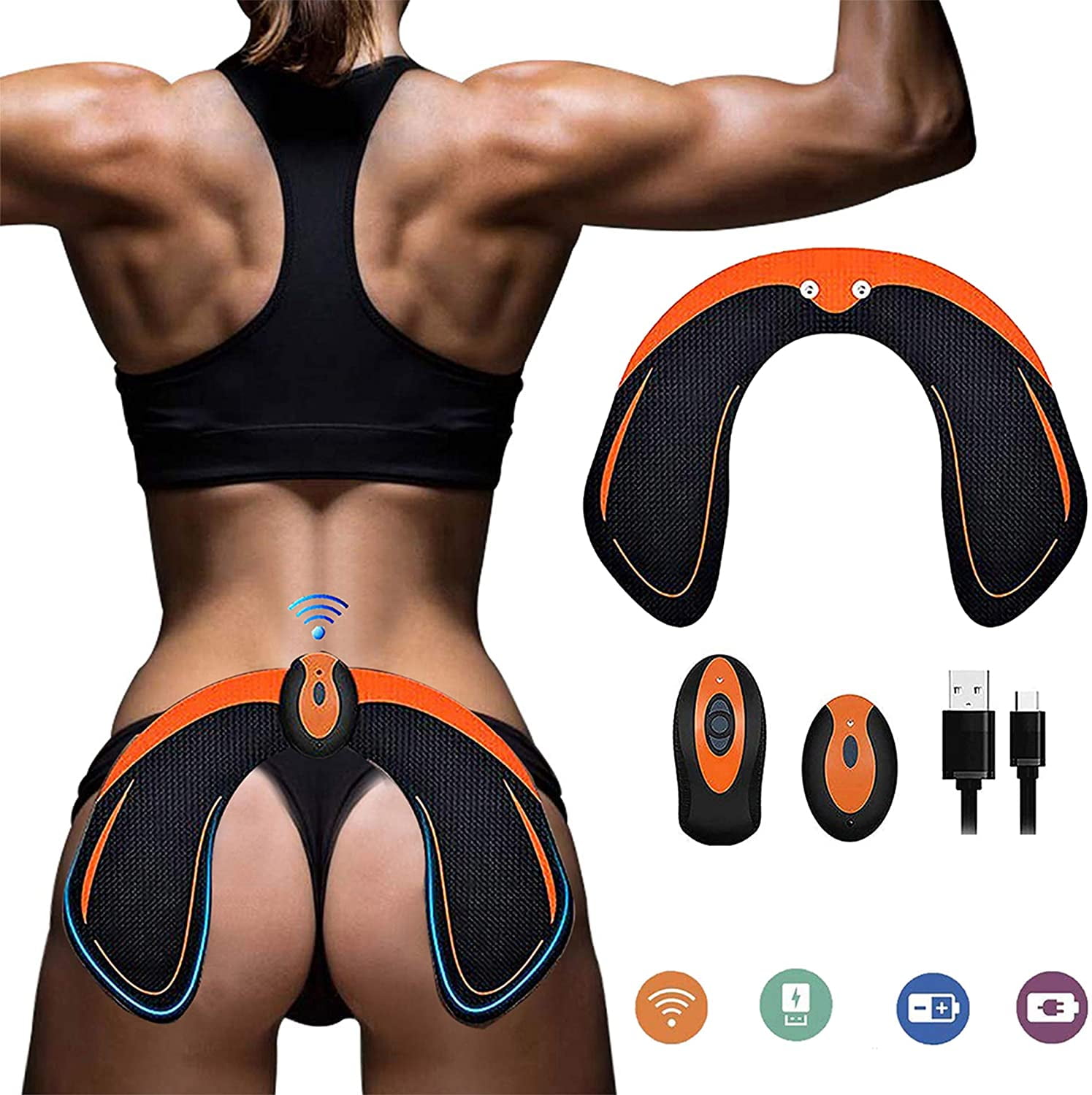 Electronic Muscle Stimulator Ems Wireless Buttocks Hip Trainer Abdominal  Abs Stimulator Fitness Body Slimming Massager Home Exercise Fitness Device