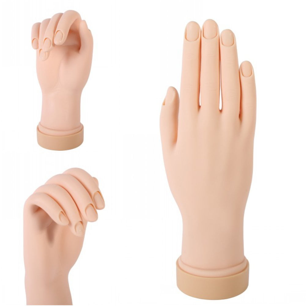 Tebru Nail Practice Hand Silicone Bendable Joints False Nail Tips Hand  Mannequin for Nail Salon,Practice Nail Art Training Hand 