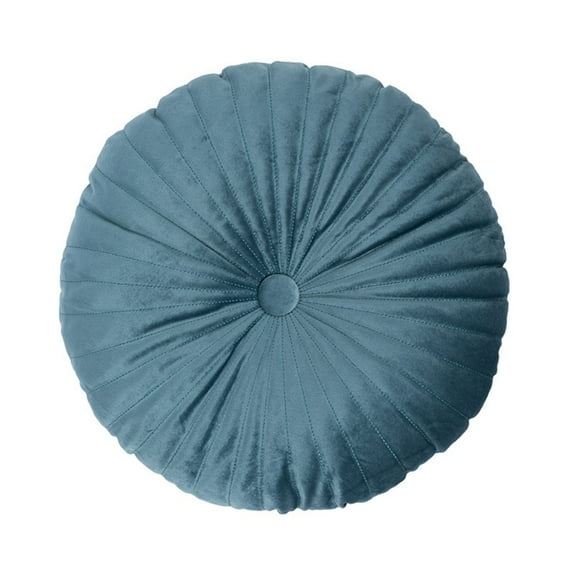 Manfiter Round Pillow Cushion for Couch 15 inch Velvet Decorative Throw Pillow Solid Color for Living Room Bed Floor, Navy Blue
